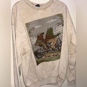 Frog and Toad Graphic Beige Sweater